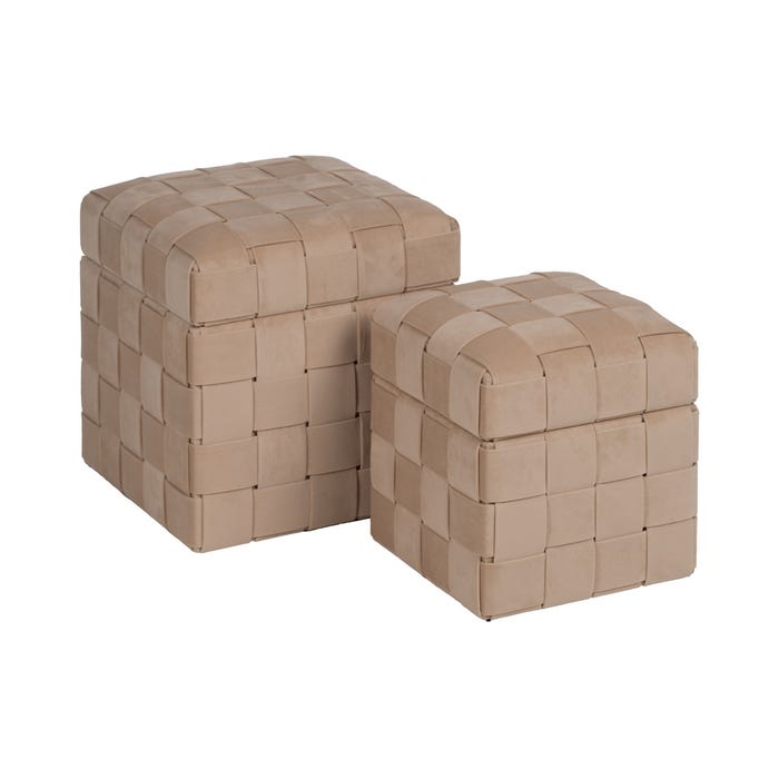 S/2 Puf Baúl Beige Dm-Tejido 40 X 40 X 43 Cm