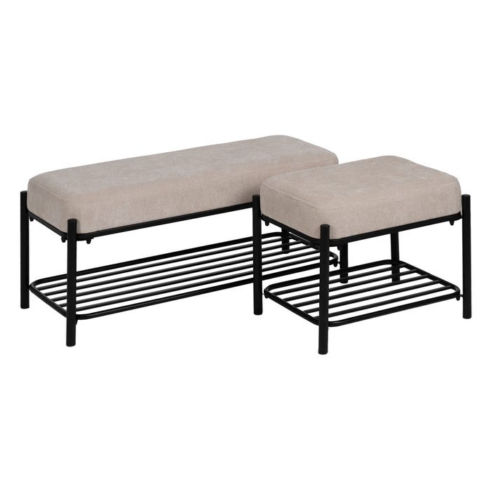 Banqueta Beige Tejido-Metal 51 X 37 X 45 Cm