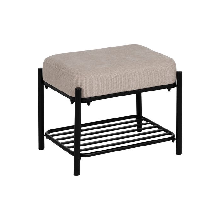 Banqueta Beige Tejido-Metal 51 X 37 X 45 Cm