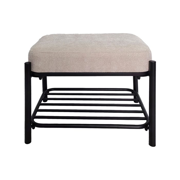 Banqueta Beige Tejido-Metal 51 X 37 X 45 Cm