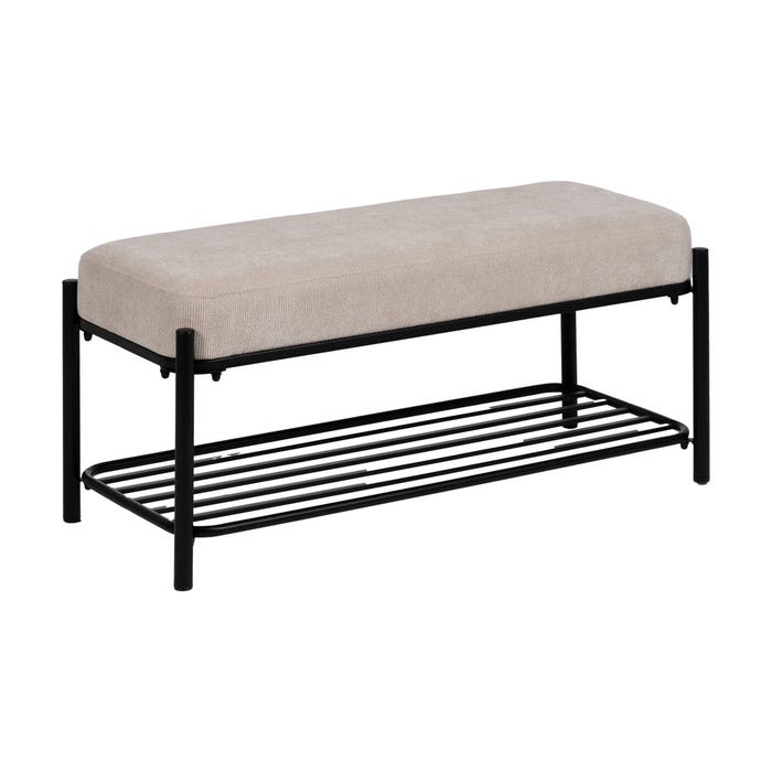 Banco Beige Tejido-Metal 91 X 36 X 45 Cm