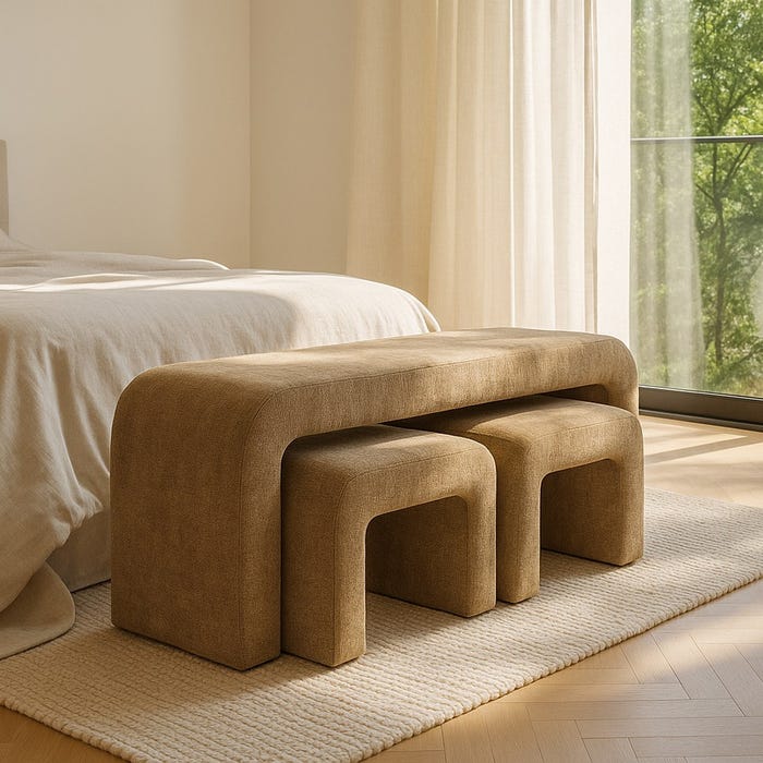 S/3 Banco Taupe Dm-Tejido 126 X 46 X 50 Cm