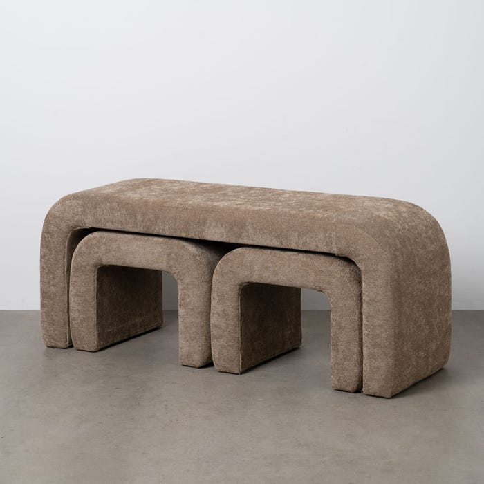 S/3 Banco Taupe Dm-Tejido 126 X 46 X 50 Cm