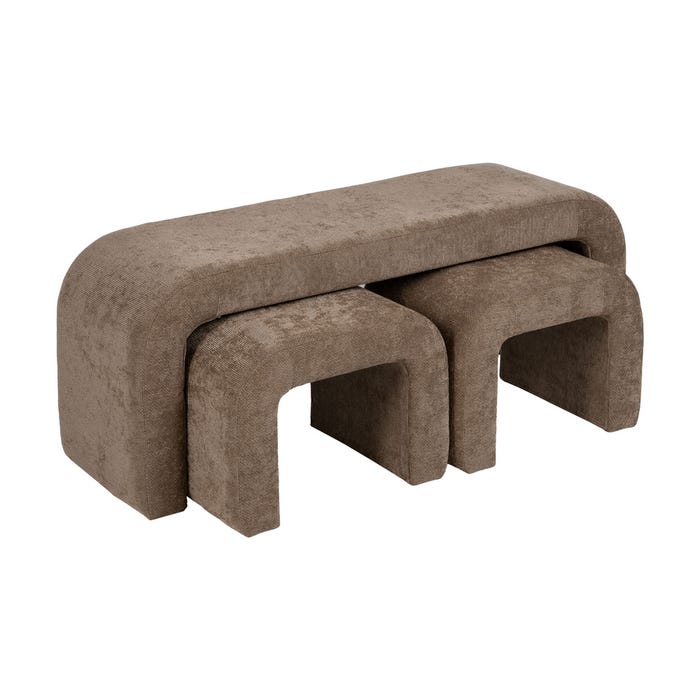 S/3 Banco Taupe Dm-Tejido 126 X 46 X 50 Cm