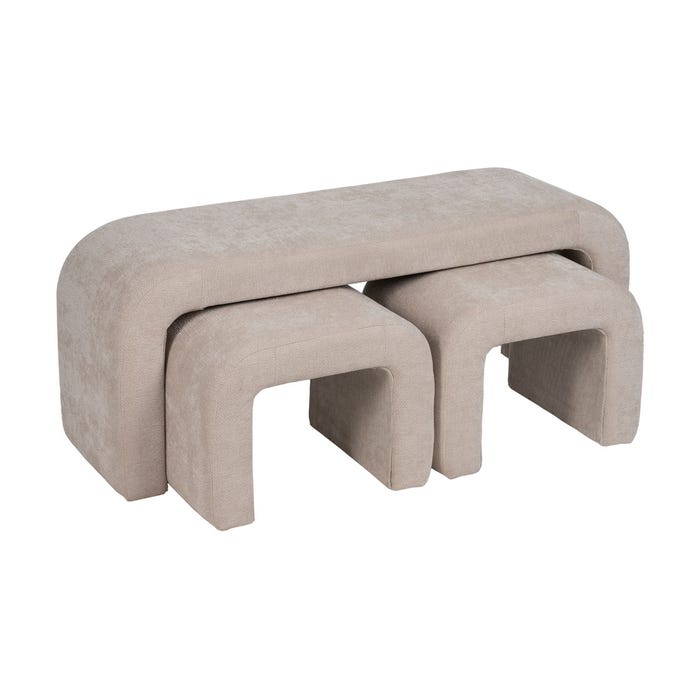 S/3 Banco Beige Dm-Tejido 126 X 43 X 50 Cm
