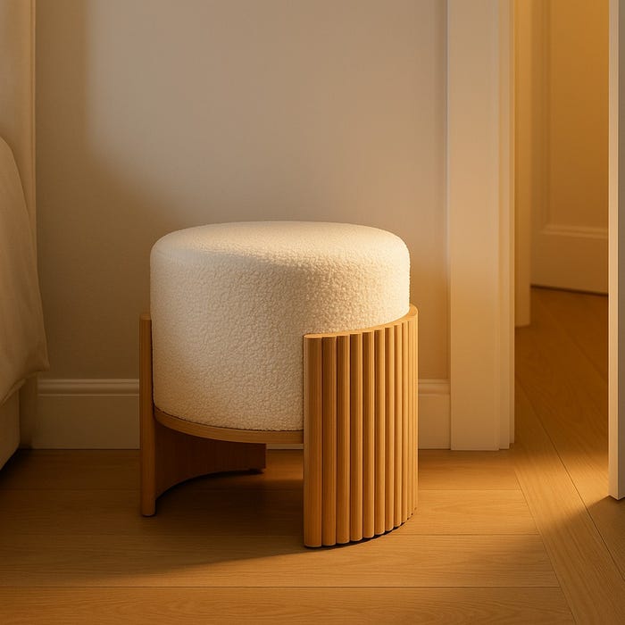 Puf Blanco-Natural Dm-Tejido 43 X 43 X 41 Cm