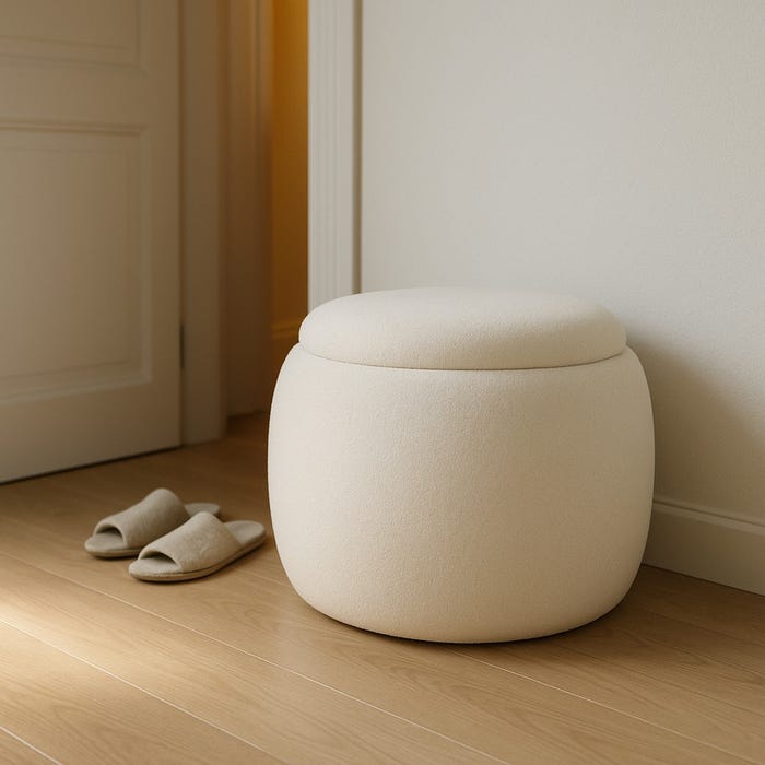 Puf Baúl Crema Dm-Tejido 55 X 55 X 43 Cm