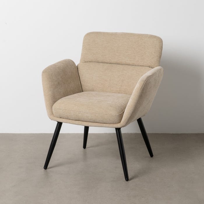 Beige Fabric-Metal Living Room Armchair 69 X 70 X 79 Cm
