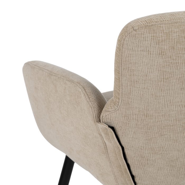 Beige Fabric-Metal Living Room Armchair 69 X 70 X 79 Cm