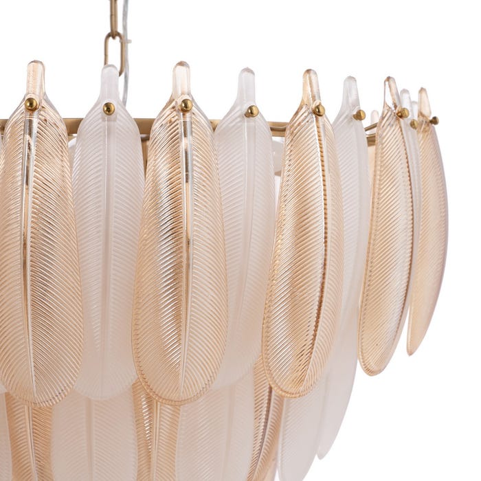 Lámpara Techo Plumas Champán Cristal 60 X 60 X 55 Cm