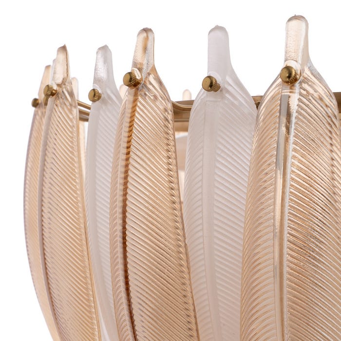 Lámpara Techo Plumas Champán Cristal 60 X 60 X 55 Cm