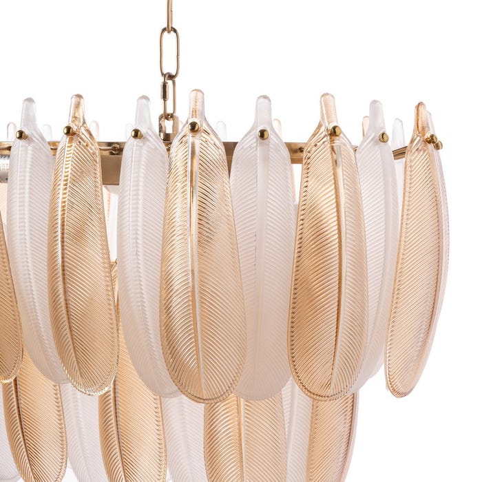 Lámpara Techo Plumas Champán Cristal 100 X 35 X 38 Cm