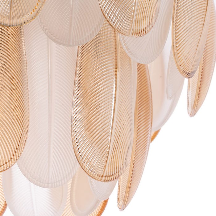 Lámpara Techo Plumas Champán Cristal 100 X 35 X 38 Cm