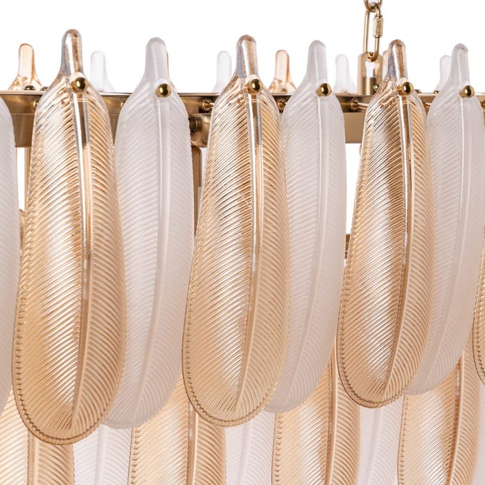 Lámpara Techo Plumas Champán Cristal 100 X 35 X 38 Cm