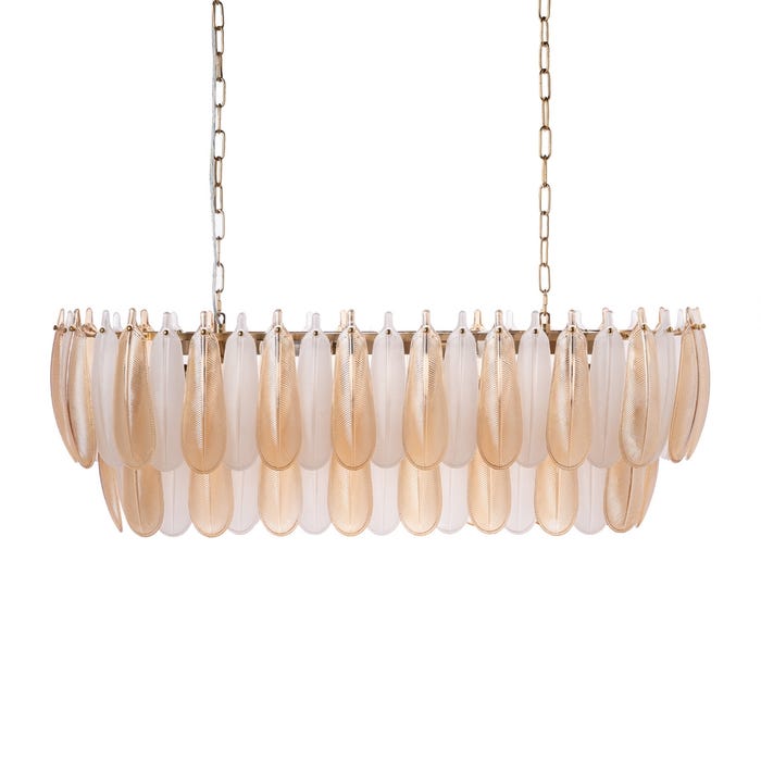 Lámpara Techo Plumas Champán Cristal 100 X 35 X 38 Cm