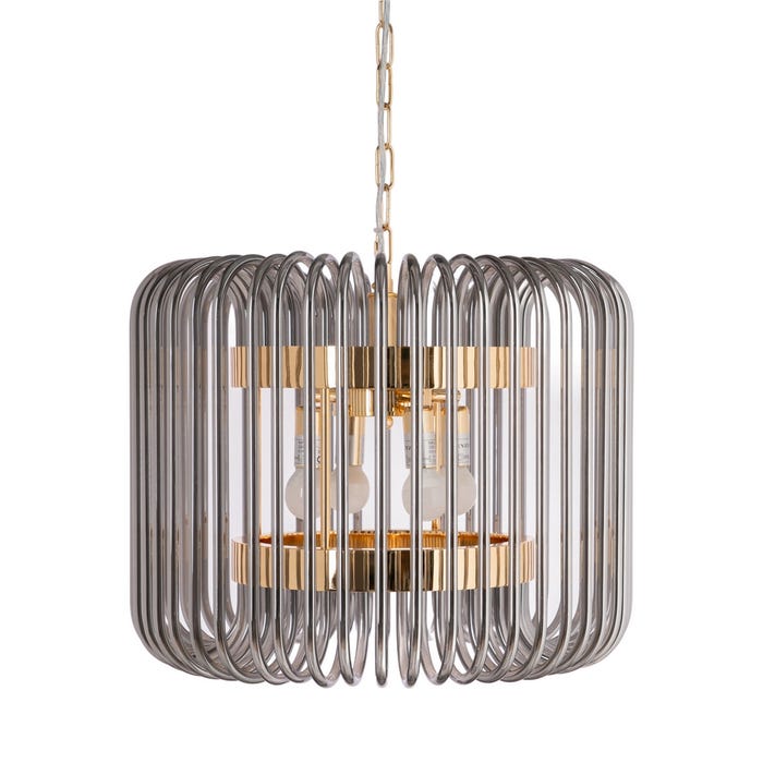 Lámpara Techo Oro-Gris Cristal 49,50 X 49,50 X 40 Cm