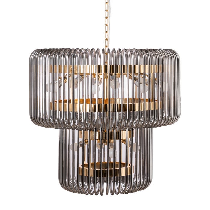 Lámpara Techo Oro-Gris Cristal 80 X 80 X 70 Cm