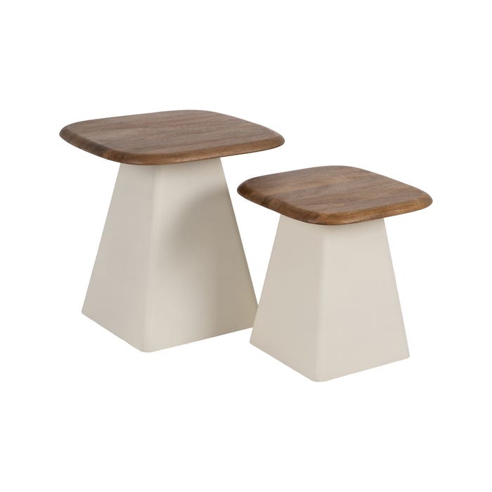 S/2 Mesa Auxiliar Madera-Metal Salón 50 X 50 X 52 Cm