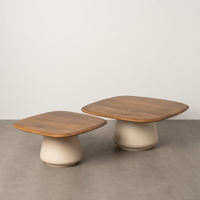 Mesa de Centro Madeira-Metal S/2 Sala de Estar 90 X 90 X 40 Cm