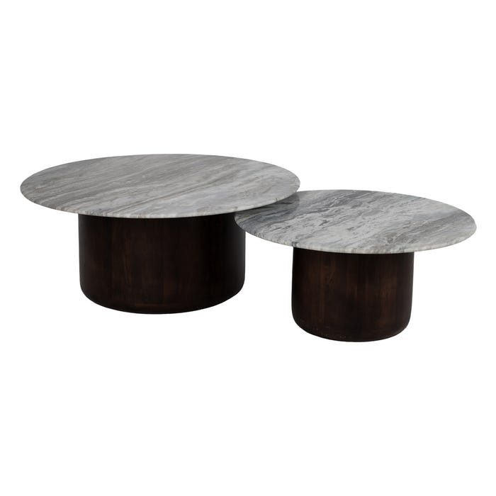 S/2 Mesa Centro Madera-Mármol Salón 100 X 100 X 43 Cm