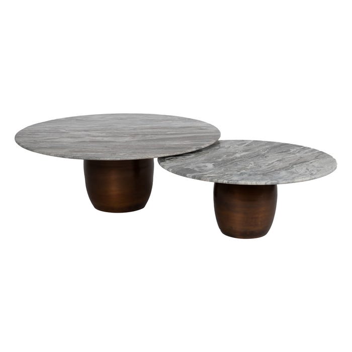 S/2 Mesa Centro Metal-Mármol Salón 100 X 100 X 38 Cm