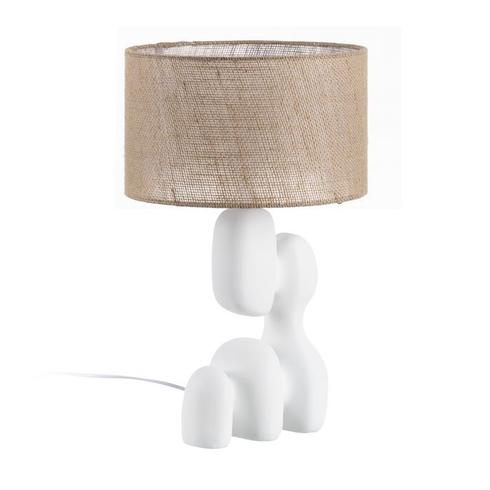 Lámpara Mesa Blanco Resina Iluminación 32 X 32 X 53 Cm