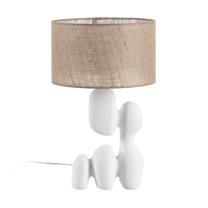 Lámpara Mesa Blanco Resina Iluminación 32 X 32 X 53 Cm
