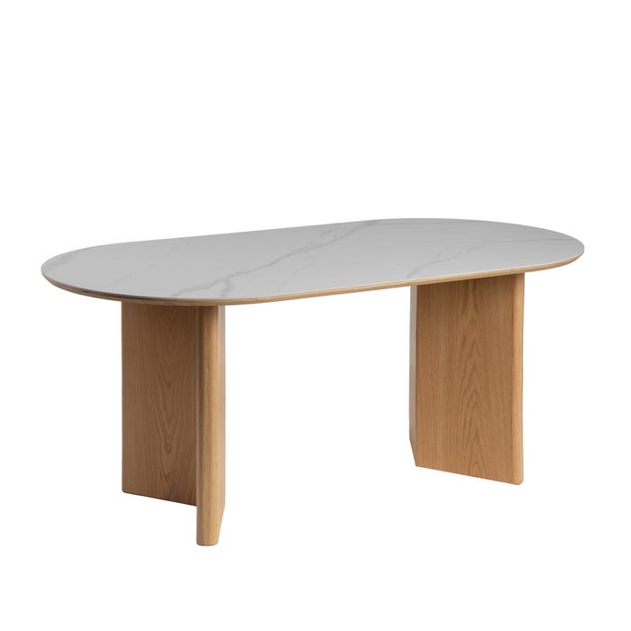 Mesa Comedor Blanco-Natural Dm-Cerámica 180 X 90 X 76 Cm