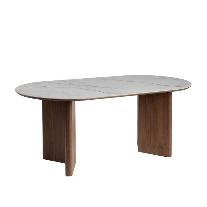 Mesa Comedor Blanco-Marrón Dm-Cerámica 180 X 90 X 76 Cm