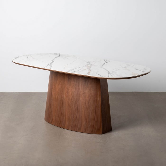 Mesa Comedor Blanco-Marrón Dm-Cerámica 180 X 90 X 75 Cm