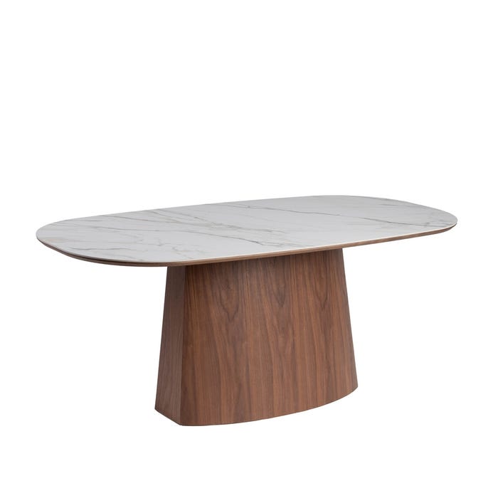 Mesa Comedor Blanco-Marrón Dm-Cerámica 180 X 90 X 75 Cm
