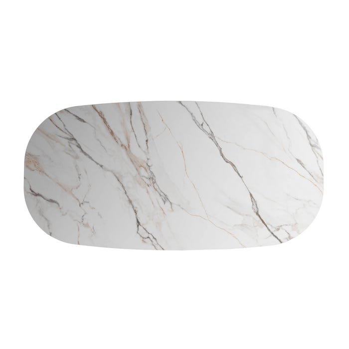 Mesa Comedor Blanco-Marrón Dm-Cerámica 180 X 90 X 75 Cm