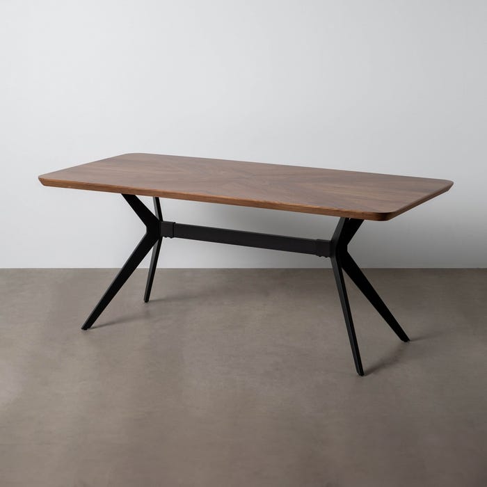 Mesa Comedor Marrón-Negro Dm-Metal 180 X 90 X 76 Cm