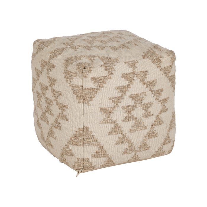 Puf Blanco Natural Lana-Algodón 45 X 45 X 45 Cm