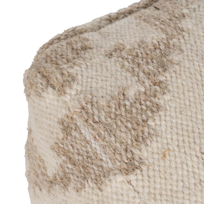 Puf Blanco Natural Lana-Algodón 45 X 45 X 45 Cm