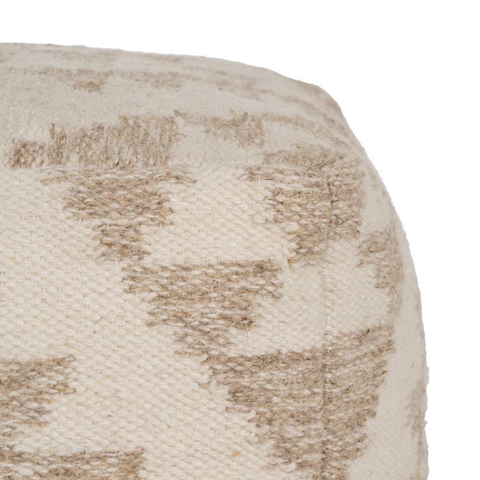 Puf Blanco Natural Lana-Algodón 45 X 45 X 45 Cm