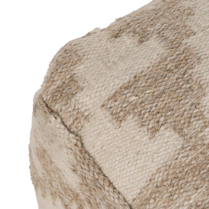 Natural White Wool-Cotton Pouf 80 X 80 X 40 Cm