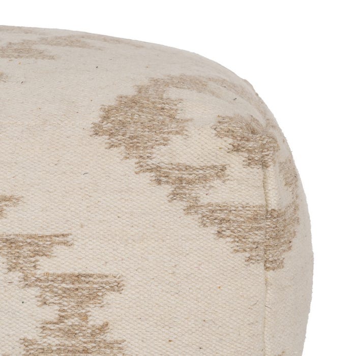 Natural White Wool-Cotton Pouf 80 X 80 X 40 Cm
