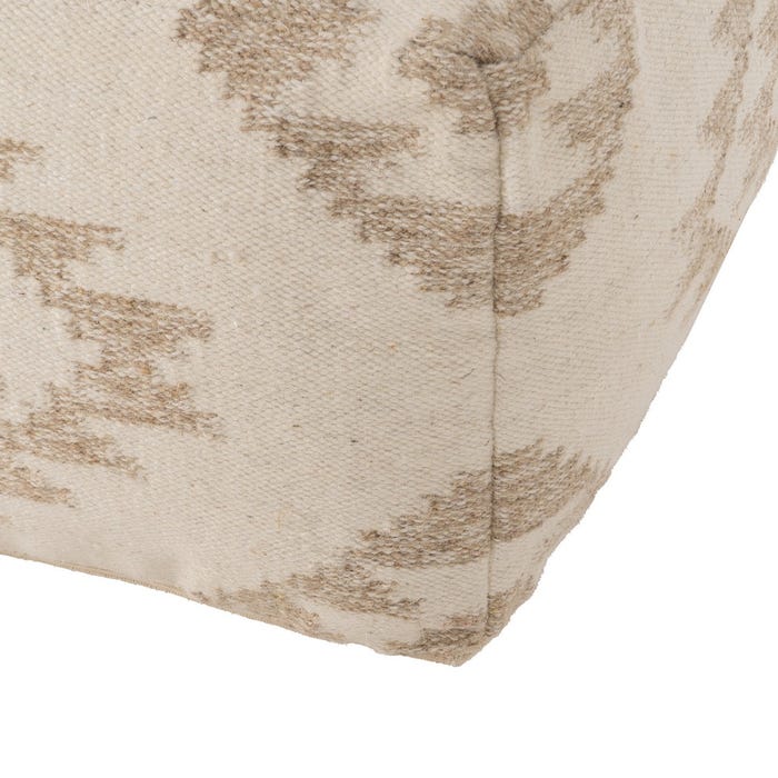 Natural White Wool-Cotton Pouf 80 X 80 X 40 Cm