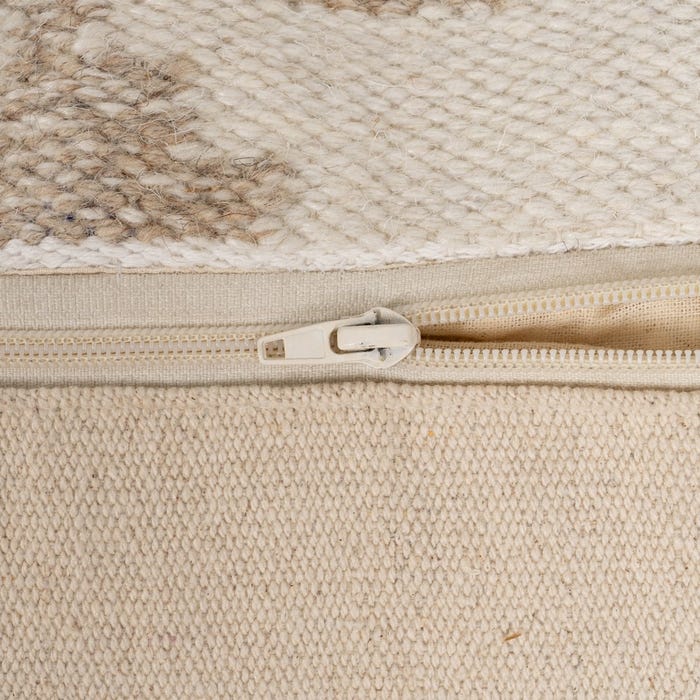 Natural White Wool-Cotton Pouf 80 X 80 X 40 Cm