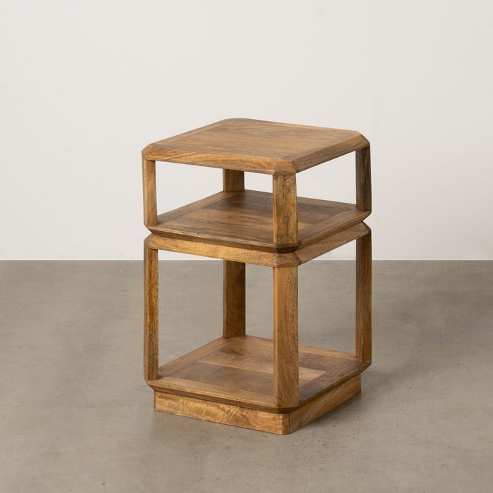 Mesa Auxiliar Marrón Madera De Mango 40 X 40 X 60 Cm