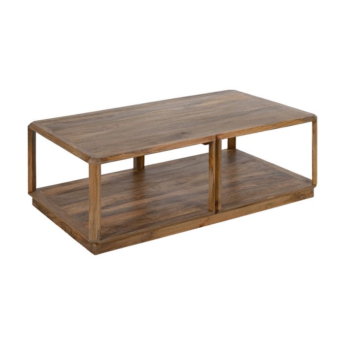 Mesa Centro Marrón Madera De Mango Salón 130 X 80 X 45 Cm