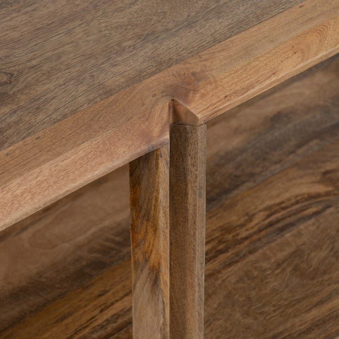 Mesa Centro Marrón Madera De Mango Salón 130 X 80 X 45 Cm