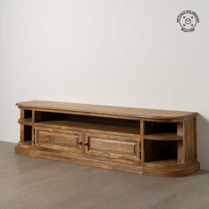 Mueble Tv Natural Madera De Mango Salón 198 X 45 X 50 Cm