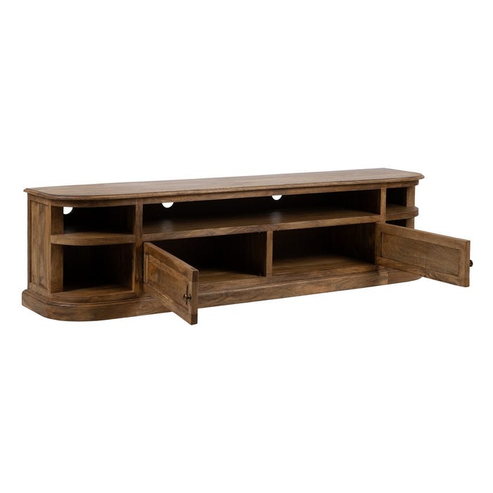 Mueble Tv Natural Madera De Mango Salón 198 X 45 X 50 Cm