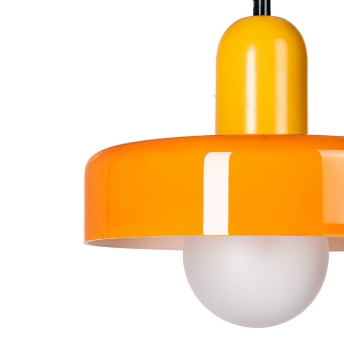 Lámpara Techo Naranja Metal-Cristal 25 X 25 X 23 Cm