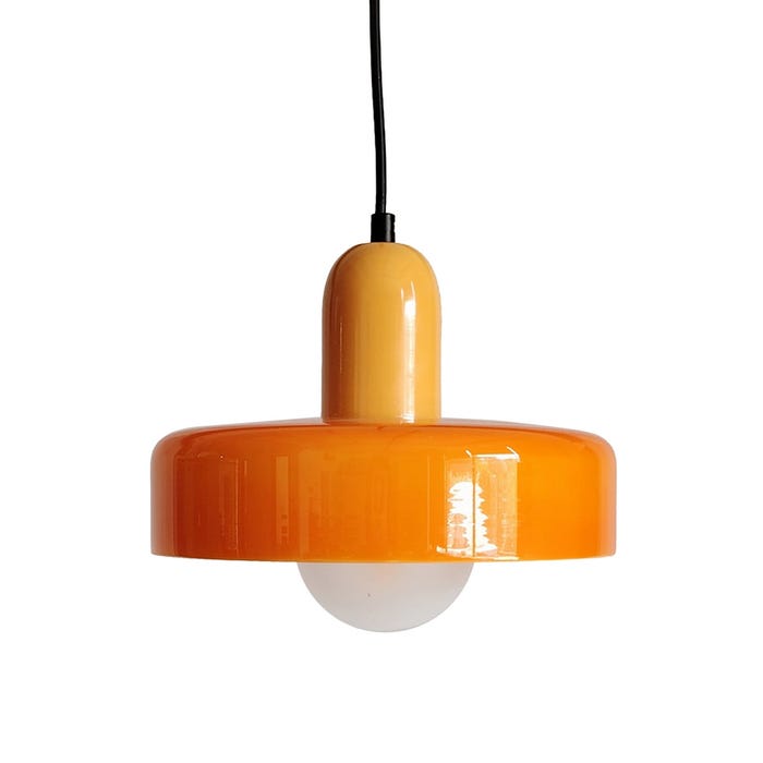 Lámpara Techo Naranja Metal-Cristal 25 X 25 X 23 Cm