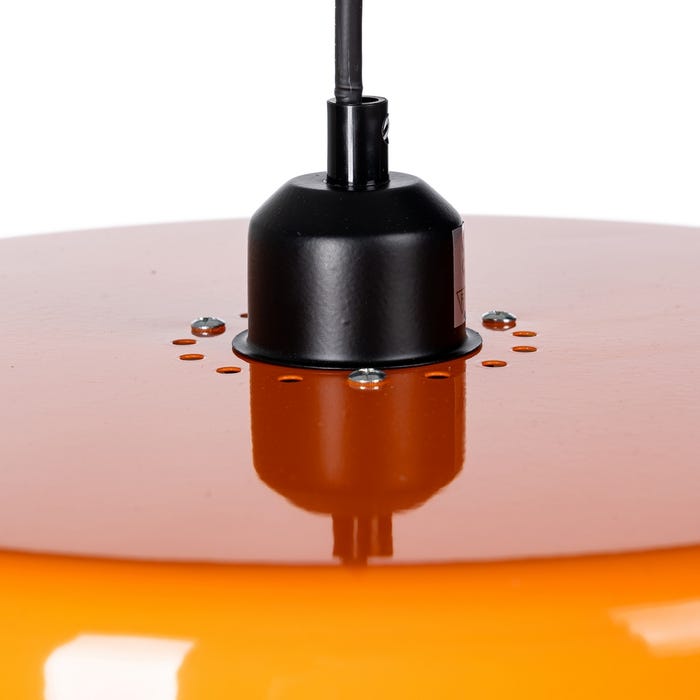 Luminária de teto laranja de metal e vidro 35 x 35 x 16 cm