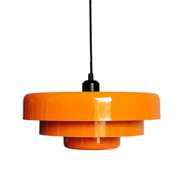 Lámpara Techo Naranja Metal-Cristal 35 X 35 X 16 Cm