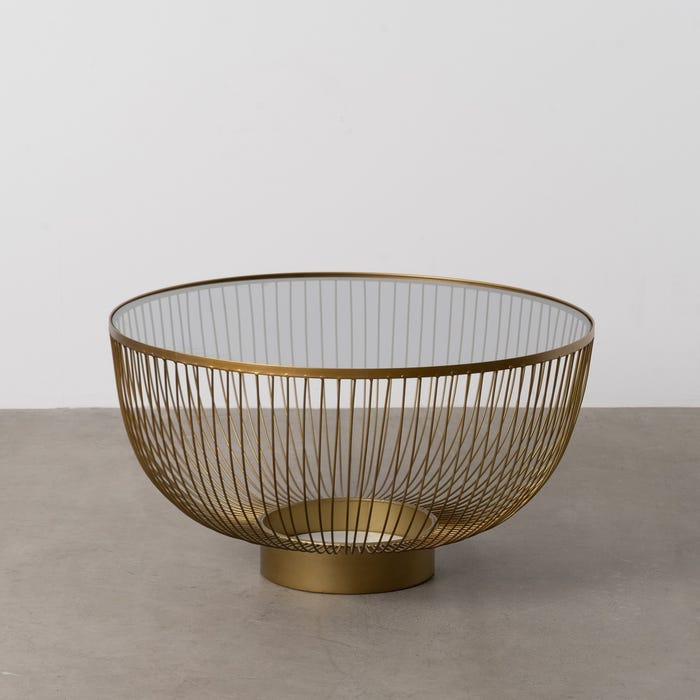 Mesa de Centro Metal-Vidro Dourado 75 x 75 x 39,50 cm